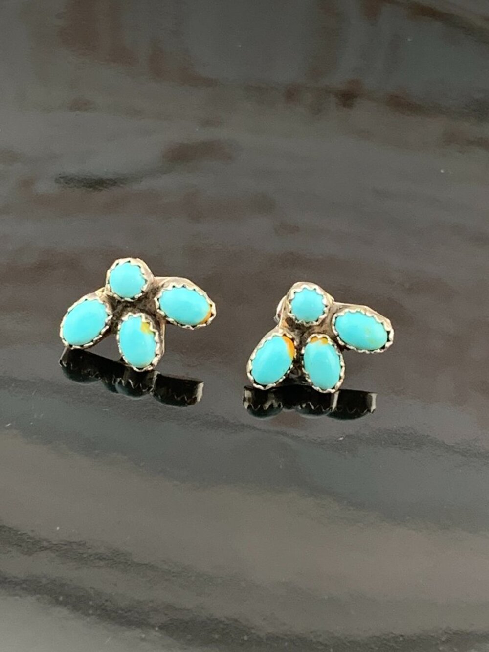 Turquoise Sterling 4 Stone Native American Earrings J1420